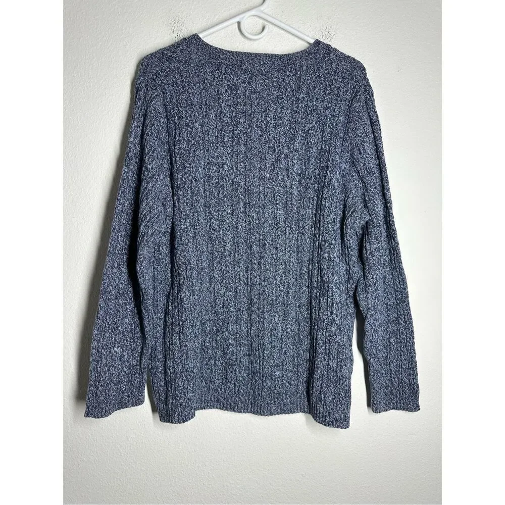 croft & barrow Blue V-Neck Cable Knit Sweater - fits more like a 1x